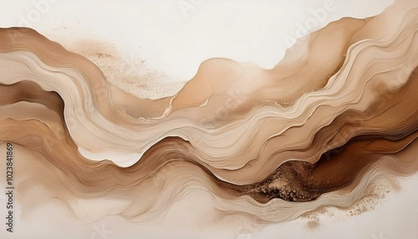 Fototapeta Natural Watercolor Textures in Shades of Brown and Beige Resembling Earth and Sand on White Background