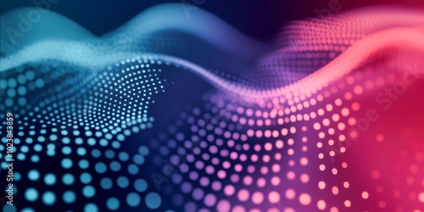 Fototapeta Vibrant digital wave patterns with blue and pink gradients showcasing dynamic movement in abstract design