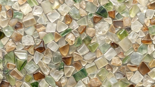 Fototapeta Colorful polished stone fragments forming decorative mosaic surface