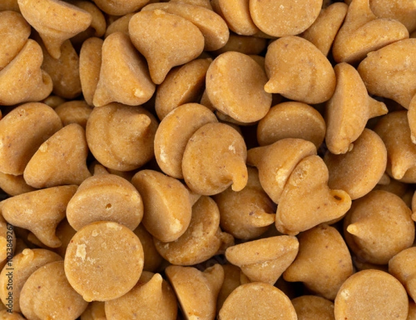 Obraz Top close view of peanut butter cooking chips.