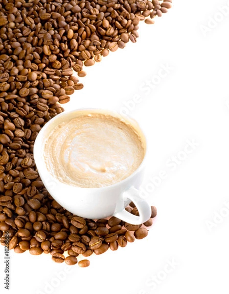 Fototapeta Coffee cup and grain