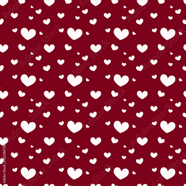 Fototapeta Seamless geometric pattern with hearts. 
