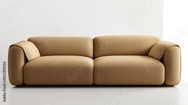 Fototapeta 3D Modern Beige Sofa: Plush Comfort Redefined 