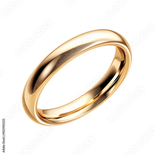 Fototapeta Shiny gold ring on white isolate background. transparent background