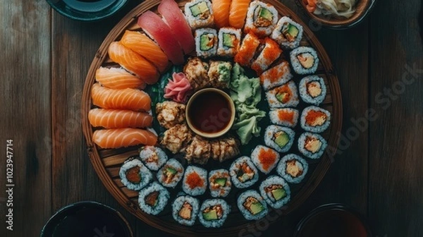 Fototapeta Colorful Sushi Platter for Culinary Enthusiasts