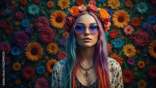 Fototapeta In a vibrantly eccentric digital avatar