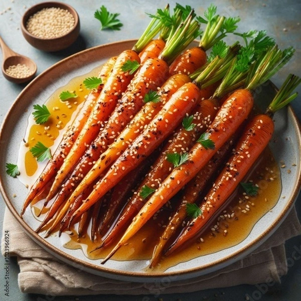 Fototapeta Maple covered carrots 