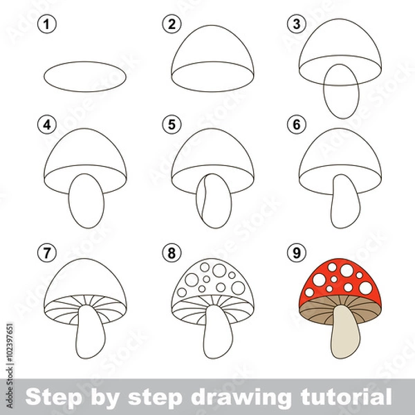 Obraz Drawing tutorial. How to draw a Stoadtool