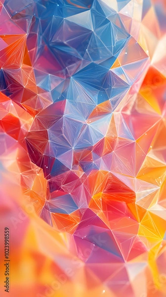 Fototapeta Abstract Geometric Background with Triangles, Connections, and Vibrant Colors