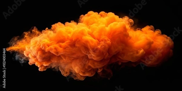 Fototapeta An Abstract Cloud of Orange Ink Drifts in a Dark Void, Its Form Unbound by Gravity, Suggesting a Moment of Unbridled Creative Energy