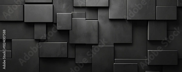 Obraz Abstract 3d black tiles background, generated ai