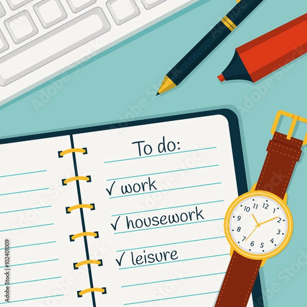 Fototapeta Time management banner. Vector concept background.