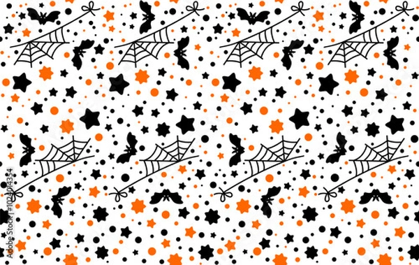 Obraz Seamless Pattern, Vector illustration Halloween background, bats, card, cartoon doodle