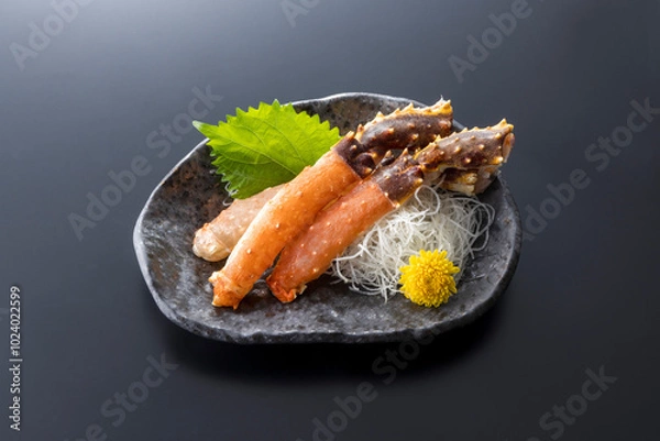 Fototapeta 食欲をそそる生タラバガニの足の刺身