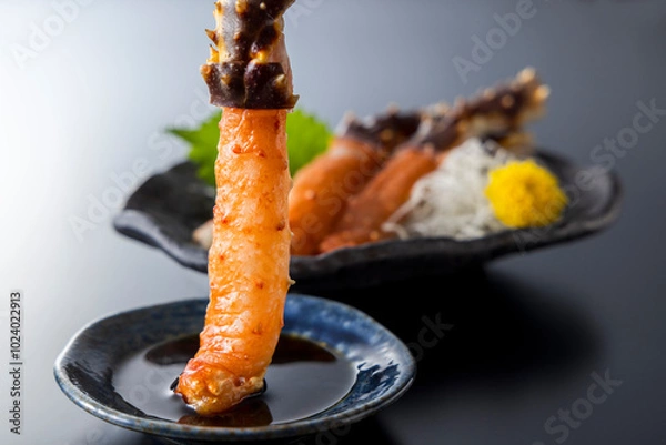 Obraz 食欲をそそる生タラバガニの足の刺身