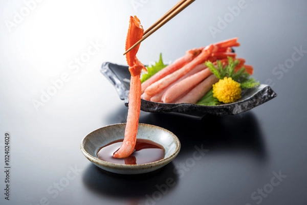 Obraz 美味しいボイル紅ズワイガニのお刺身