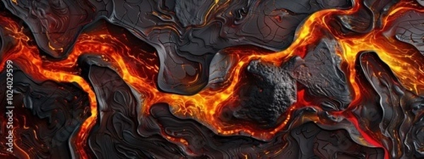 Fototapeta Fiery Abstract Lava Design, vibrant molten textures, dynamic colors, captivating energy, ideal for digital backgrounds and creative projects