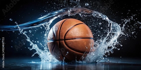 Fototapeta Illusion of basketball in water splash