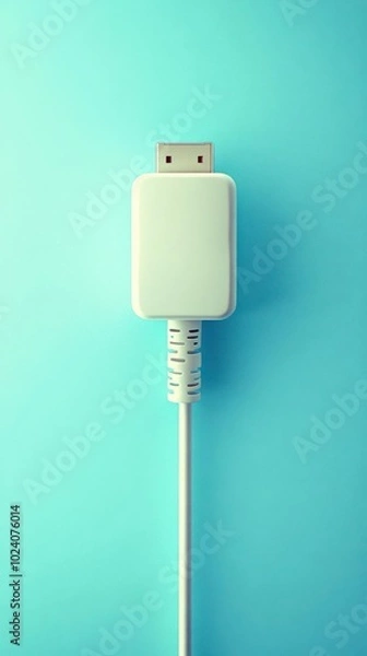 Fototapeta White power cable with square connector