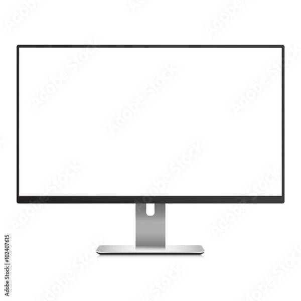 Fototapeta Computer Monitor with white blank screen Mockup