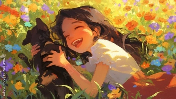 Fototapeta 毛皮の友人との楽しいひととき4