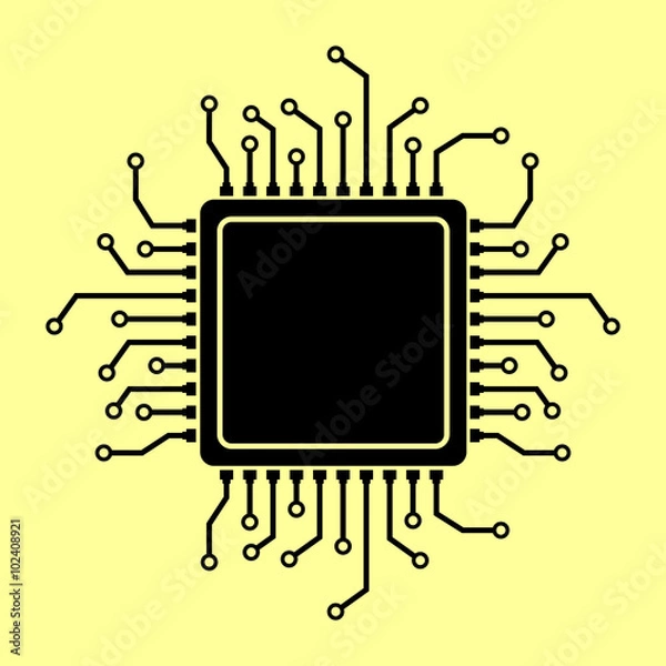 Fototapeta CPU Microprocessor. Flat style chip icon