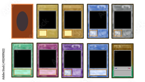 Fototapeta template of anime trading card game with various color