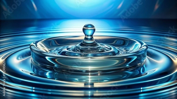 Fototapeta Floating 3D Glass Podium for Product Display in Blue Liquid - Macro Photography