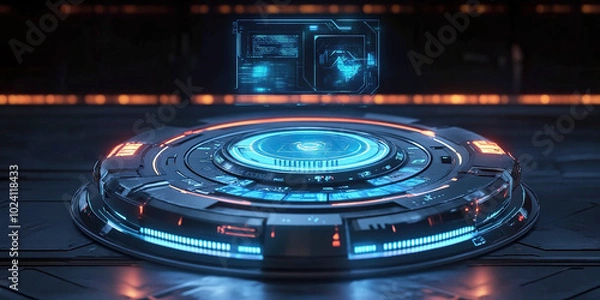 Fototapeta C4D sci-fi technology launch station booth background