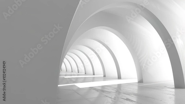Fototapeta White Corridor Tunnel Modern Background - a sleek and contemporary visual. The white corridor tunnel creates a clean and immersive atmosphere.