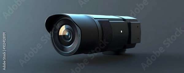 Fototapeta 3D Render of a Modern Security Camera on a Gray Background