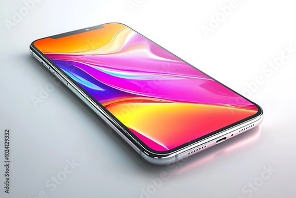 Fototapeta 3D Render of a Smartphone with Abstract Background