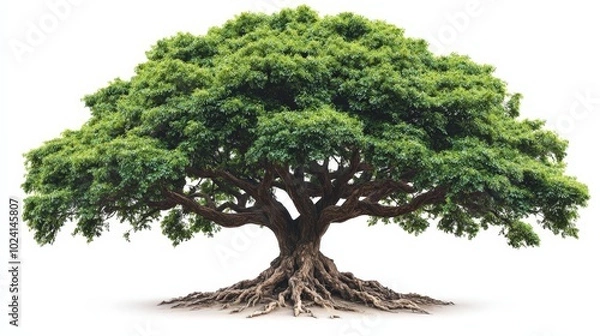 Fototapeta Majestic Old Tree Isolated on White Background   Nature  Forest  Growth  Roots  Branches