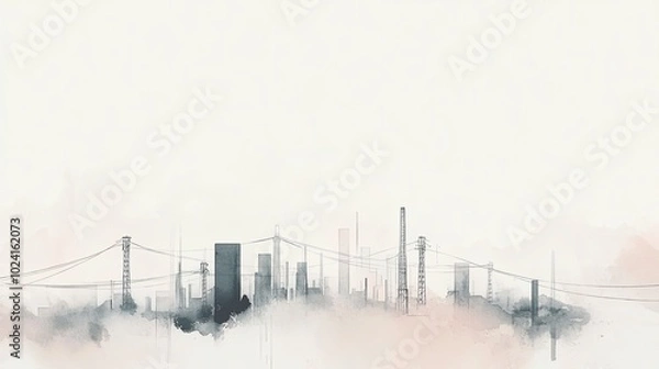 Fototapeta the infrastructure city utilities and industry banner with room for copy 