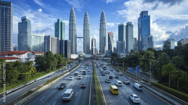 Fototapeta The future of cities will be connected by blazing-fast 5G internet. This means everything, from traffic lights to homes, will be linked together through a global wireless network.