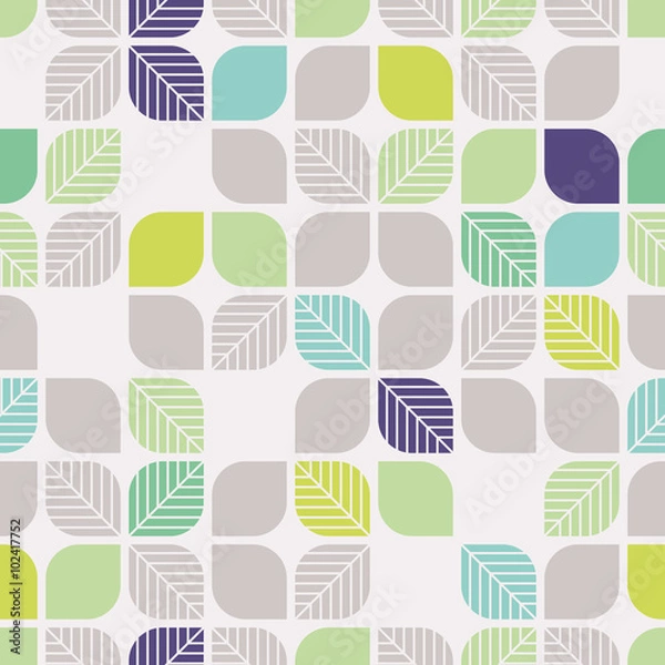 Fototapeta seamless geometric pattern with leaves