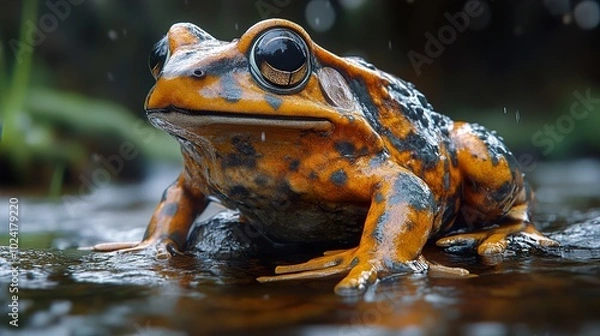 Fototapeta Close Up of a Frog in the Rain