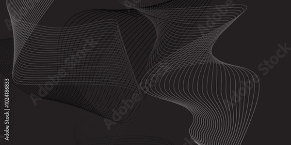 Fototapeta Abstract black background. Dark abstract background with flowing particles. Digital future technology concept. vector illustration. Abstract polygonal space low poly dark background, 3d rendering