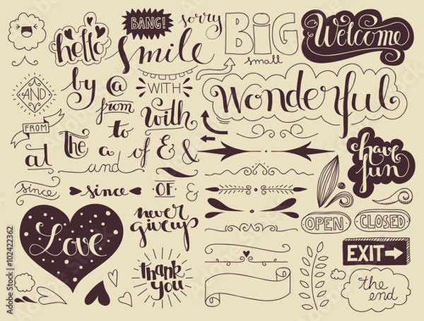 Obraz handlettering elements and words