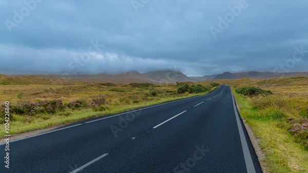 Obraz Country Road in Morning Mist at Mull of Kintyre
