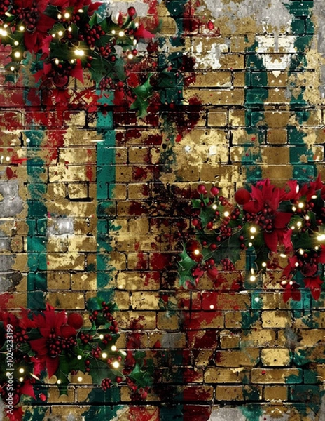 Obraz Christmas Brick Wall Texture Background