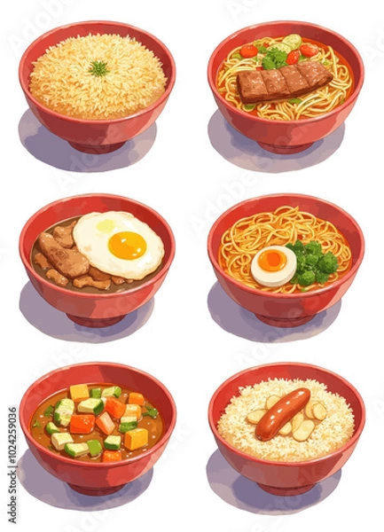 Obraz Set of 6 Asian Cuisine Dishes 
