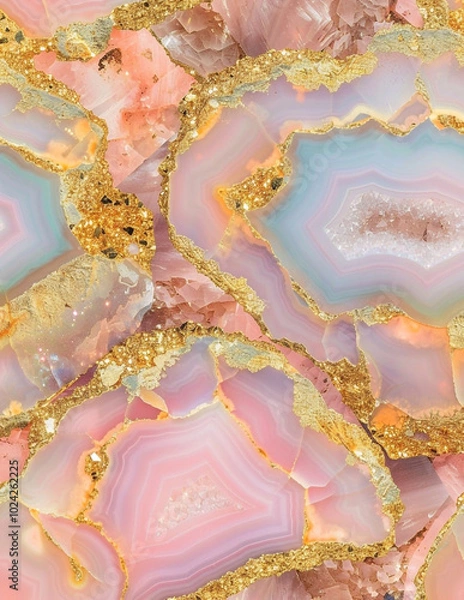 Obraz Agate Crystal Geode Gemstone Blush Gold