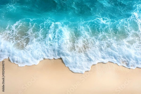 Fototapeta Ocean Waves Crashing on Sandy Beach - Photo