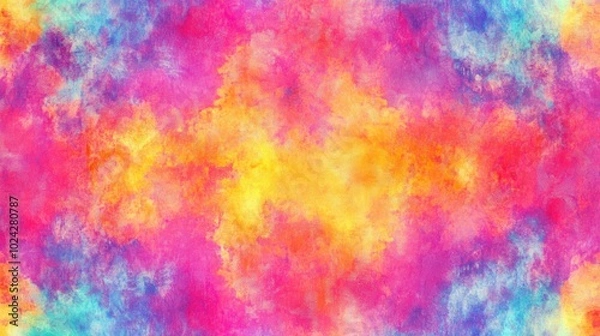 Fototapeta Colorful seamless pattern of aged tie dye painting Handmade wallpaper featuring paint blots Tie dye texture creating a unique artistic background Contemporary fabric print design