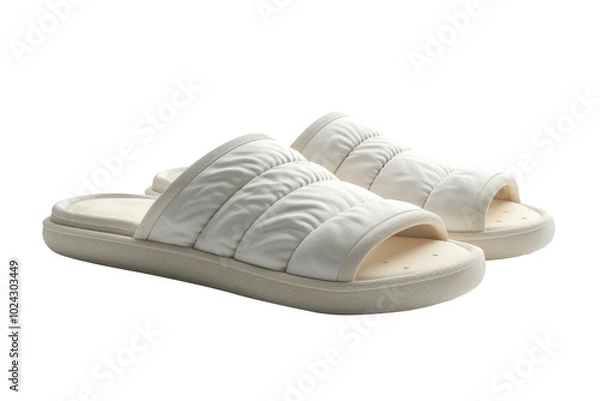 Obraz White soft sandals isolated on transparent background.
