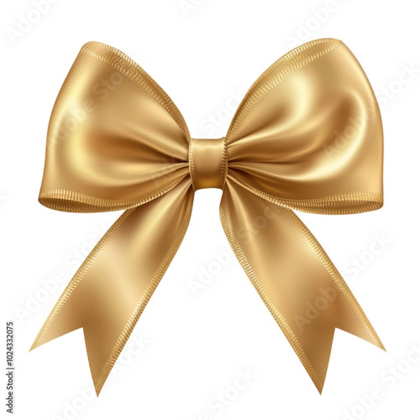 Obraz Golden Satin Bow: Elegant Ribbon Design for Gift Wrapping