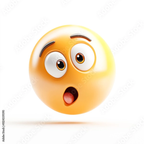 Fototapeta Upside-down face, 3D emoji isolated on white background, front view, emoji style, inflate style