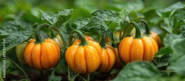 Obraz Cabai Rawit Capsicum Frutescens Siling Pumpkin Is A Fruit And Plant Belonging To The Genus Capsicum Whose Fruit Grows Towering Upwards