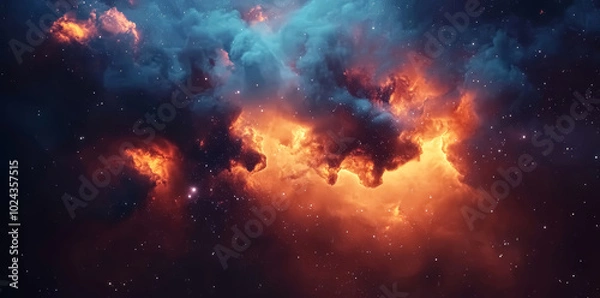 Fototapeta Colorful space with nebula and stars cosmos universe science astronomy background. 